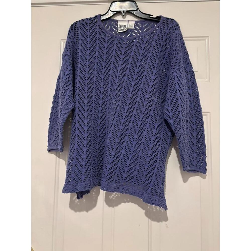 Women's Jacque and KoKo Sz 18/20‎ cotton blue sweater 3/4 sleeves #1242
